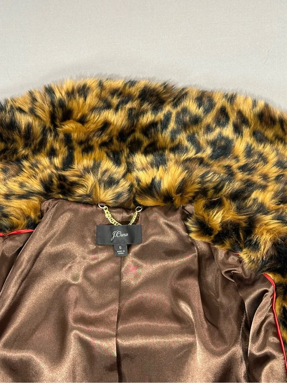 J Crew Faux-Fur Leopard Print Coat - Womens Small